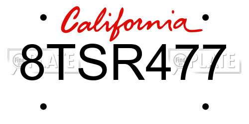 8TSR477 California License Plate