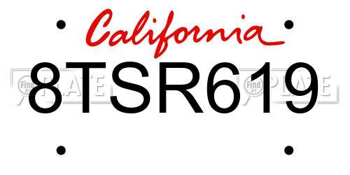 8TSR619 California License Plate