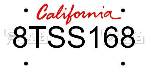 8TSS168 California License Plate