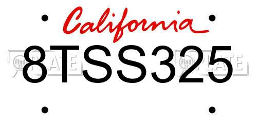 8TSS325 California License Plate