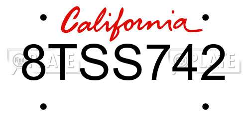 8TSS742 California License Plate