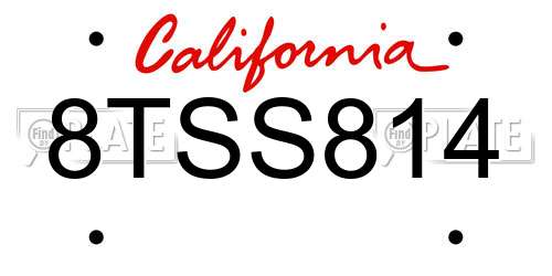 8TSS814 California License Plate