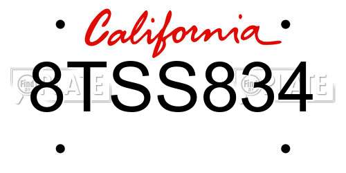 8TSS834 California License Plate
