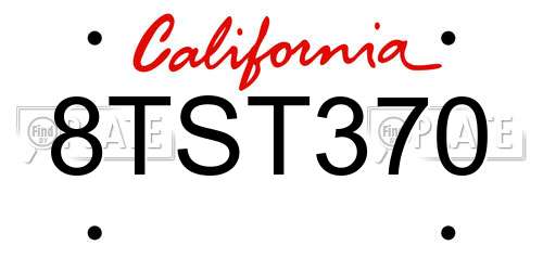 8TST370 California License Plate