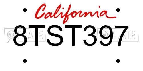 8TST397 California License Plate