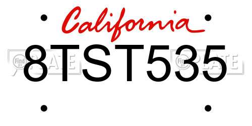 8TST535 California License Plate