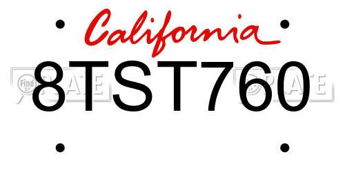 8TST760 California License Plate