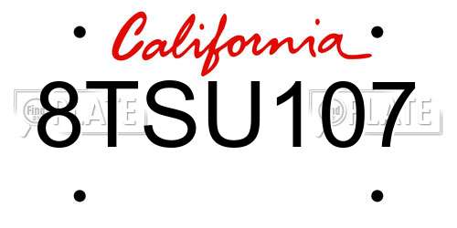 8TSU107 California License Plate