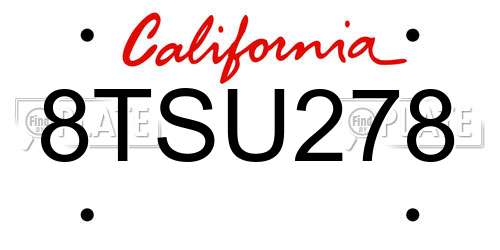 8TSU278 California License Plate