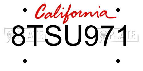 8TSU971 California License Plate