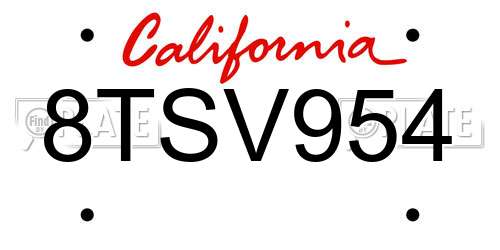 8TSV954 California License Plate