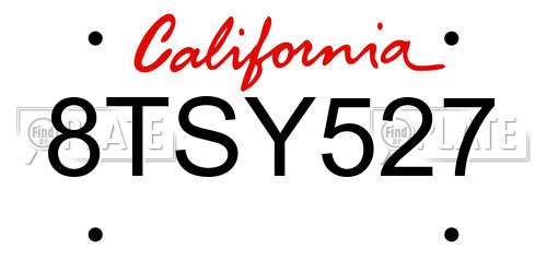 8TSY527 California License Plate