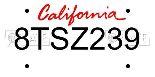 8TSZ239 California License Plate