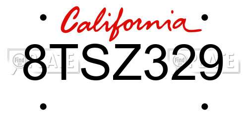 8TSZ329 California License Plate