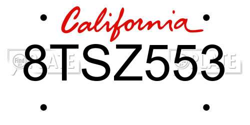 8TSZ553 California License Plate