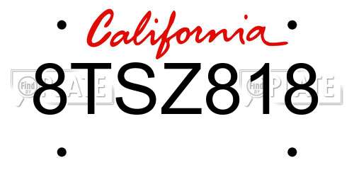 8TSZ818 California License Plate