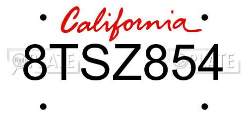 8TSZ854 California License Plate