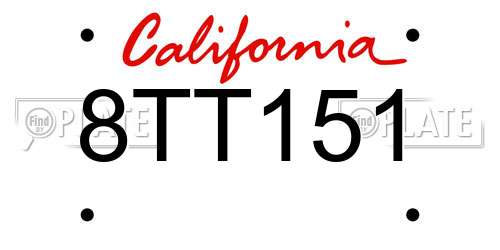 8TT151 California License Plate