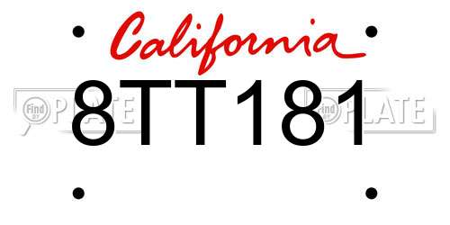 8TT181 California License Plate