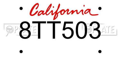 8TT503 California License Plate