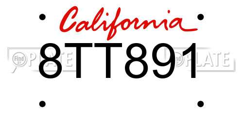 8TT891 California License Plate