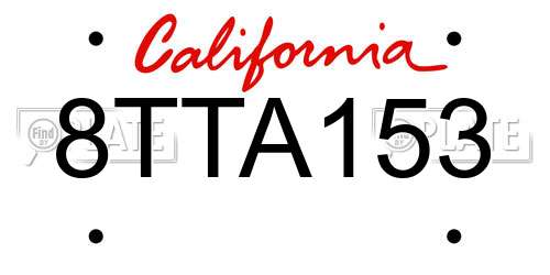 8TTA153 California License Plate