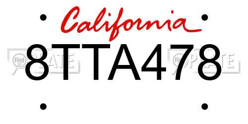 8TTA478 California License Plate