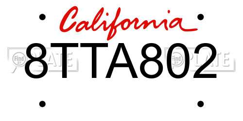 8TTA802 California License Plate