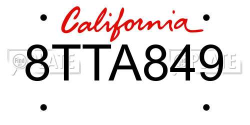 8TTA849 California License Plate