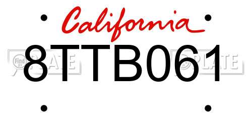 8TTB061 California License Plate