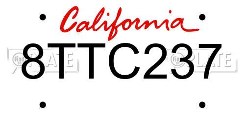 8TTC237 California License Plate