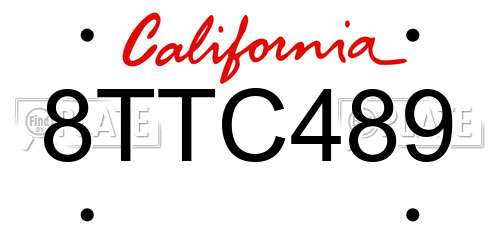 8TTC489 California License Plate