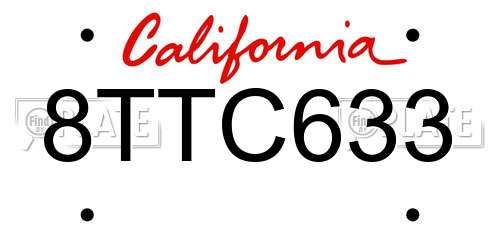 8TTC633 California License Plate