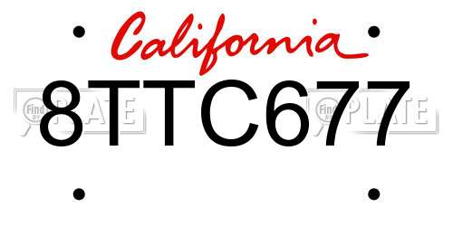 8TTC677 California License Plate