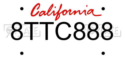 8TTC888 California License Plate