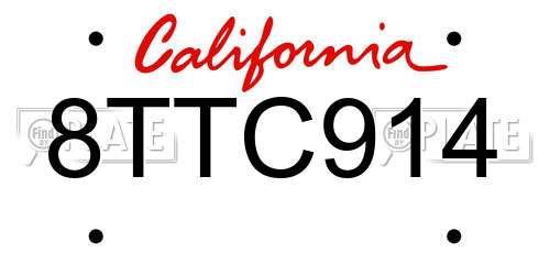 8TTC914 California License Plate