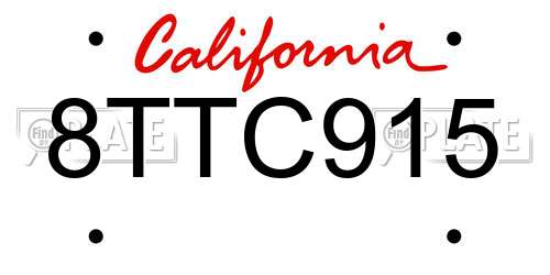 8TTC915 California License Plate