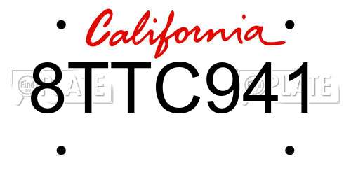 8TTC941 California License Plate