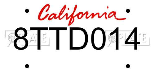 8TTD014 California License Plate