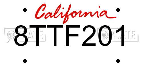 8TTF201 California License Plate