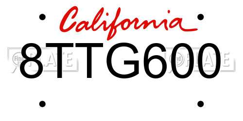 8TTG600 California License Plate