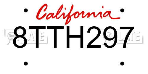 8TTH297 California License Plate
