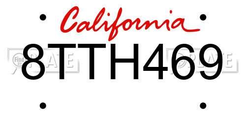 8TTH469 California License Plate