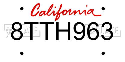 8TTH963 California License Plate