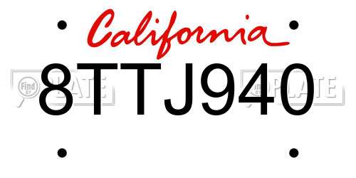 8TTJ940 California License Plate