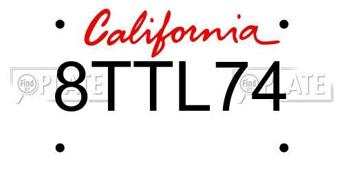 8TTL74 California License Plate