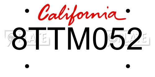 8TTM052 California License Plate