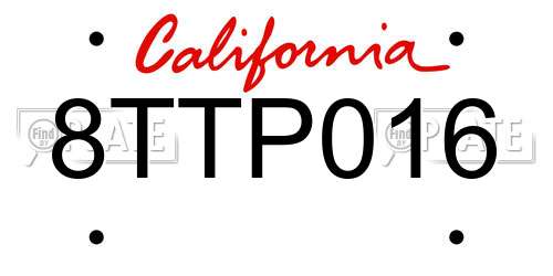 8TTP016 California License Plate