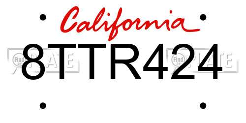 8TTR424 California License Plate