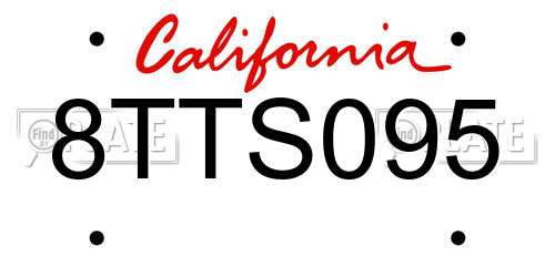 8TTS095 California License Plate